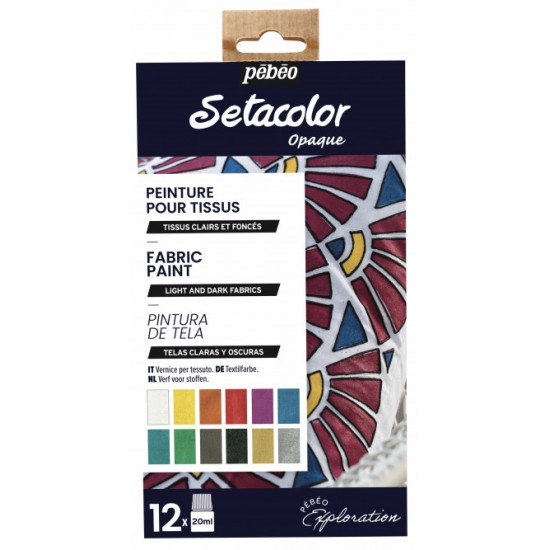 Pebeo Setacolor Fabric Paint 12x 20ml Opaque Textile Light &Dark Material 757481 Pebeo Setacolor Fabric Paint 12x 20ml Opaque Textile Light &Dark Material 757481